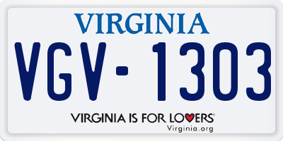 VA license plate VGV1303