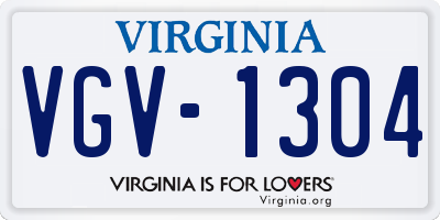 VA license plate VGV1304