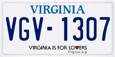 VA license plate VGV1307
