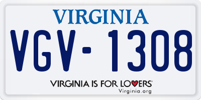 VA license plate VGV1308