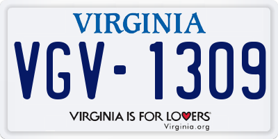 VA license plate VGV1309