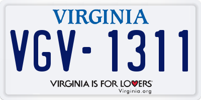 VA license plate VGV1311