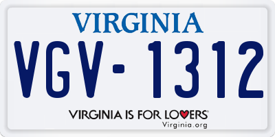 VA license plate VGV1312