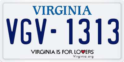 VA license plate VGV1313