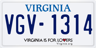 VA license plate VGV1314