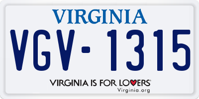 VA license plate VGV1315