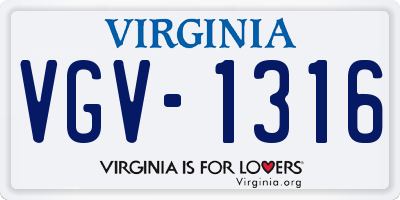 VA license plate VGV1316
