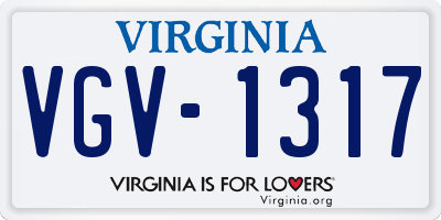 VA license plate VGV1317