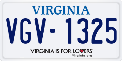 VA license plate VGV1325