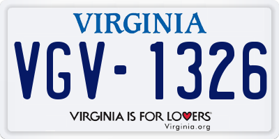 VA license plate VGV1326