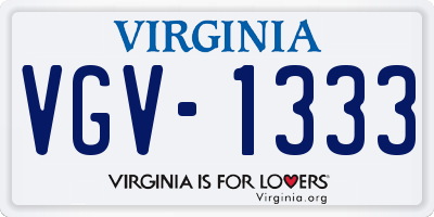 VA license plate VGV1333