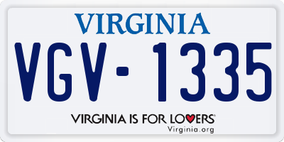 VA license plate VGV1335