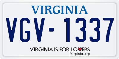 VA license plate VGV1337
