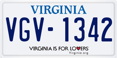 VA license plate VGV1342