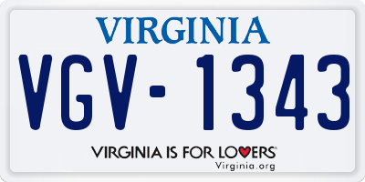 VA license plate VGV1343
