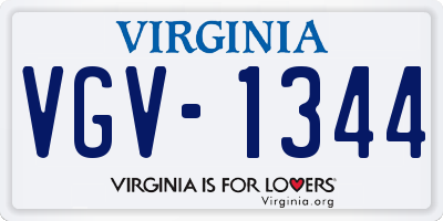 VA license plate VGV1344
