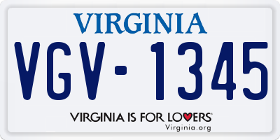VA license plate VGV1345