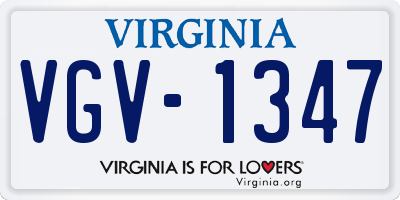 VA license plate VGV1347