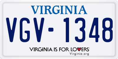 VA license plate VGV1348