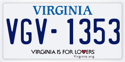 VA license plate VGV1353