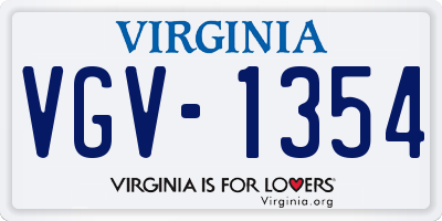 VA license plate VGV1354