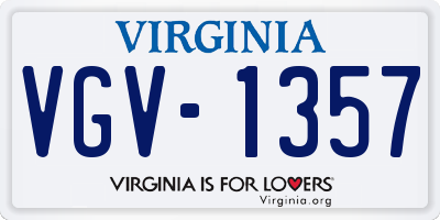 VA license plate VGV1357