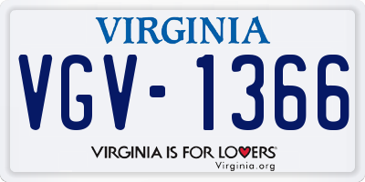 VA license plate VGV1366