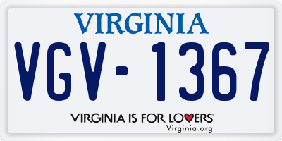 VA license plate VGV1367