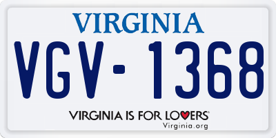 VA license plate VGV1368