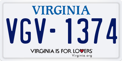 VA license plate VGV1374