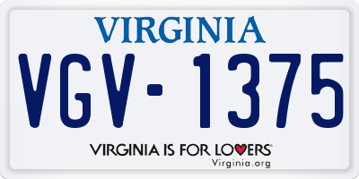 VA license plate VGV1375