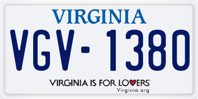 VA license plate VGV1380