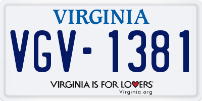 VA license plate VGV1381