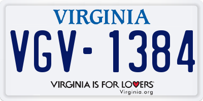 VA license plate VGV1384