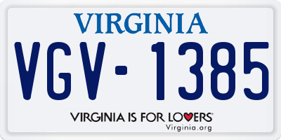 VA license plate VGV1385