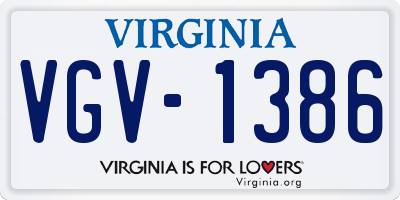 VA license plate VGV1386