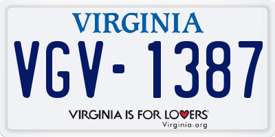 VA license plate VGV1387