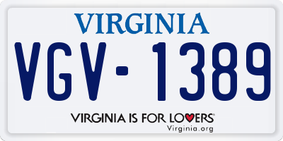 VA license plate VGV1389