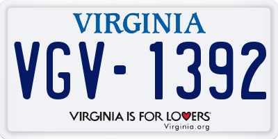 VA license plate VGV1392