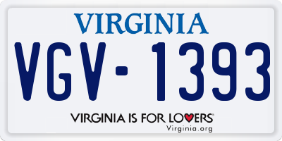 VA license plate VGV1393