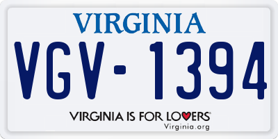 VA license plate VGV1394