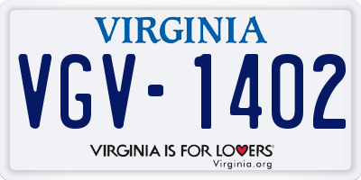 VA license plate VGV1402