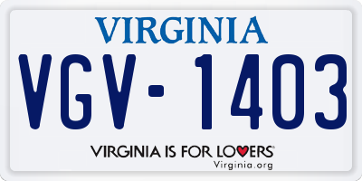 VA license plate VGV1403