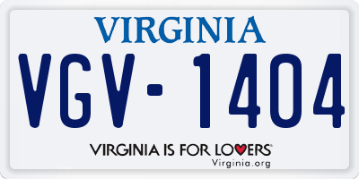 VA license plate VGV1404
