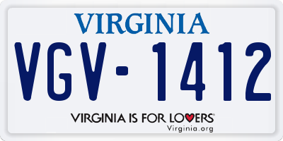 VA license plate VGV1412