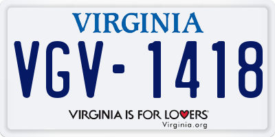 VA license plate VGV1418