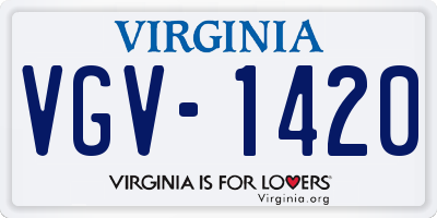 VA license plate VGV1420