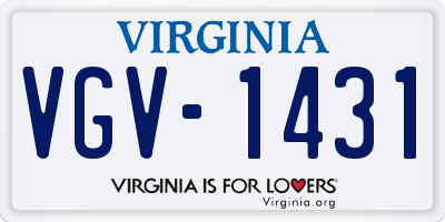 VA license plate VGV1431