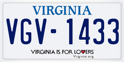 VA license plate VGV1433