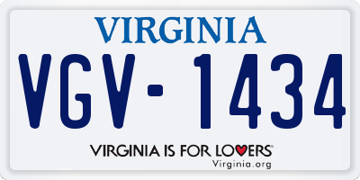 VA license plate VGV1434